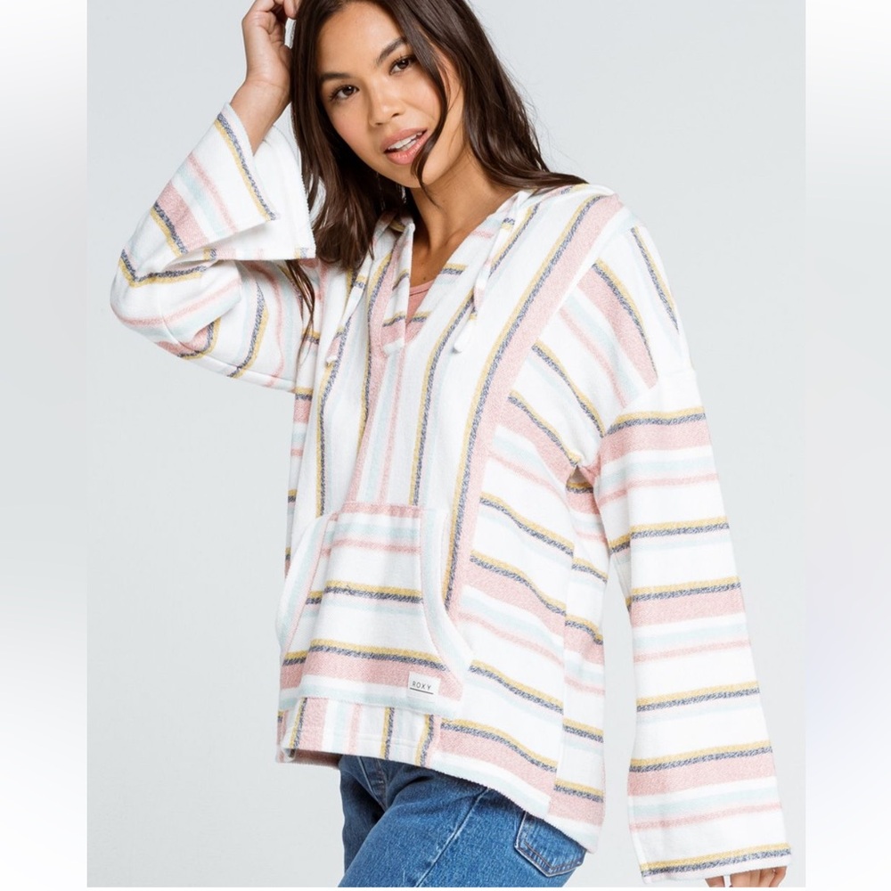 ROXY Island Vibes Striped Baja Hoodie – Size S